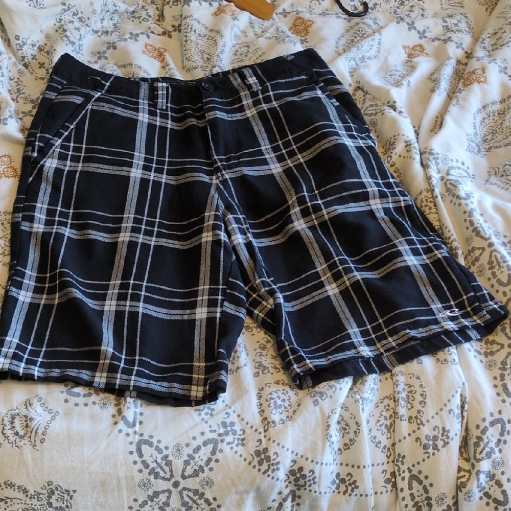 O'Neill Black and White Plaid Men's Shorts